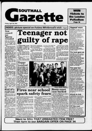 cover page of Southall Gazette published on April 26, 1991