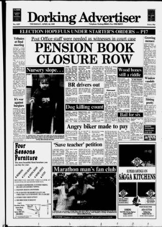cover page of Dorking and Leatherhead Advertiser published on April 26, 1990