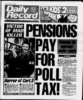 cover page of Daily Record published on May 25, 1992