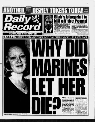 cover page of Daily Record published on February 23, 1999