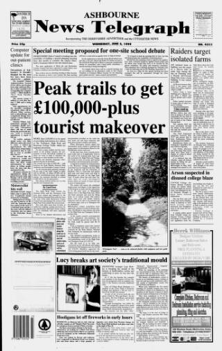 cover page of Ashbourne News Telegraph published on June 2, 1999