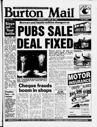 cover page of Burton Daily Mail published on April 25, 1990