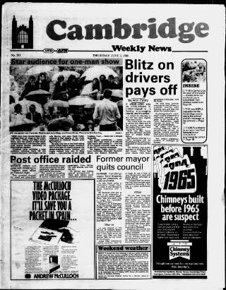 cover page of Cambridge Weekly News published on June 2, 1988