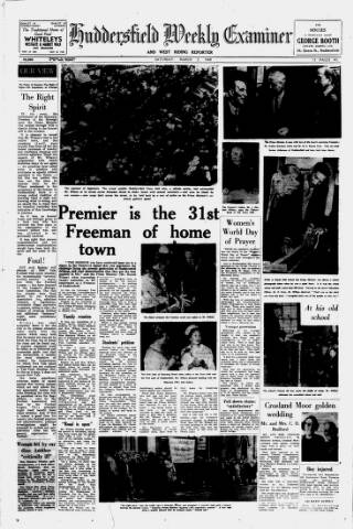 cover page of Huddersfield and Holmfirth Examiner published on March 2, 1968