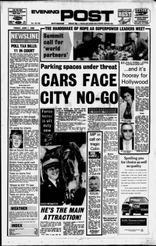 cover page of Nottingham Evening Post published on June 1, 1990