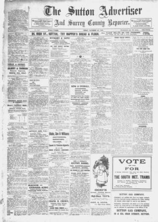 cover page of Sutton & Epsom Advertiser published on December 5, 1919