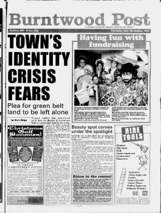 cover page of Burntwood Post published on November 28, 1996