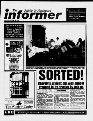 cover page of Ruislip & Northwood Informer published on June 24, 1998