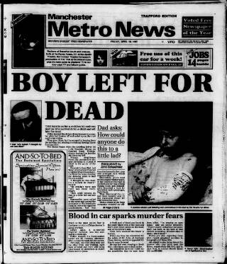 cover page of Manchester Metro News published on April 18, 1997