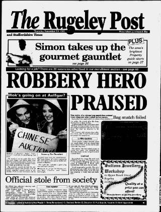 cover page of Rugeley Post published on December 5, 1996