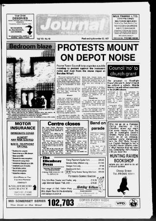 cover page of Frome Journal published on November 28, 1987