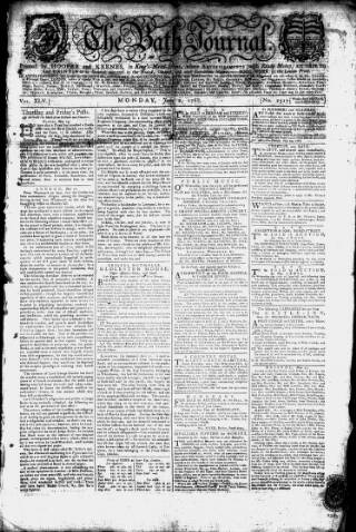 cover page of Bath Journal published on June 2, 1788