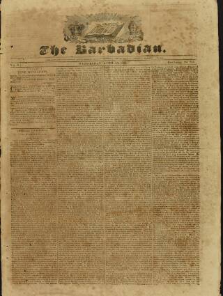 cover page of Barbadian published on April 25, 1832
