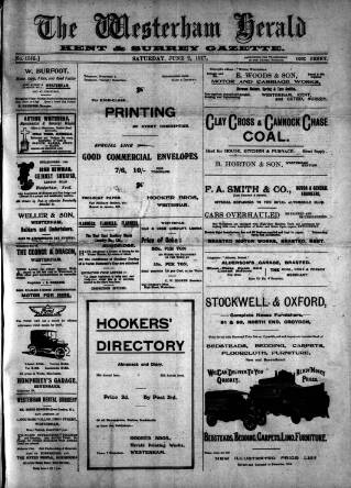 cover page of Westerham Herald published on June 2, 1917