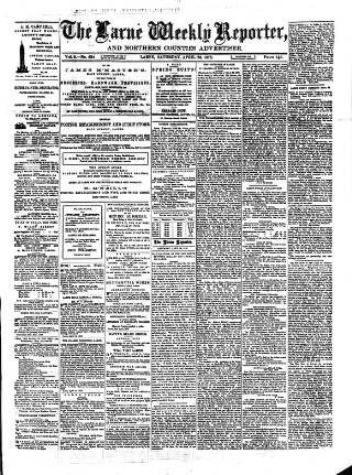 cover page of Larne Reporter and Northern Counties Advertiser published on April 26, 1873