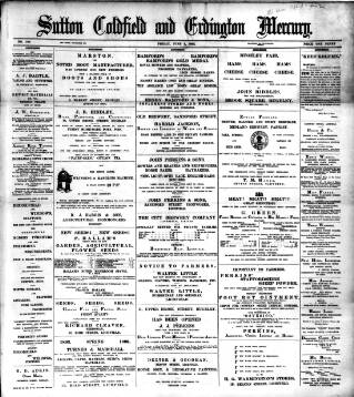 cover page of Sutton Coldfield and Erdington Mercury published on June 2, 1893