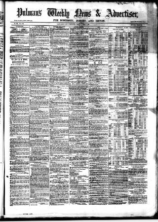 cover page of Pulman's Weekly News and Advertiser published on June 2, 1868