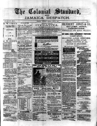 cover page of Colonial Standard and Jamaica Despatch published on June 2, 1888