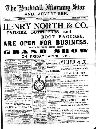 cover page of Hucknall Morning Star and Advertiser published on April 19, 1895