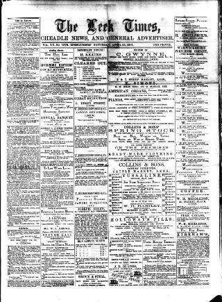 cover page of Leek Times published on April 25, 1891