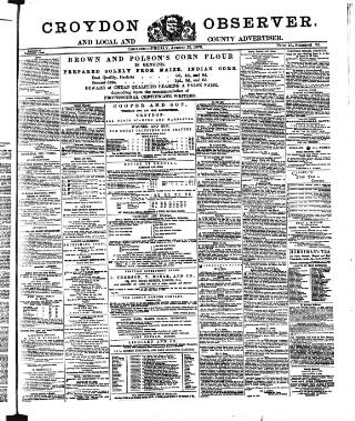 cover page of Croydon Observer published on August 12, 1870