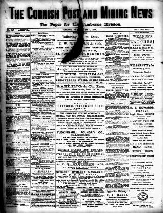cover page of Cornish Post and Mining News published on May 7, 1896