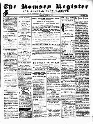 cover page of Romsey Register and General News Gazette published on April 27, 1871