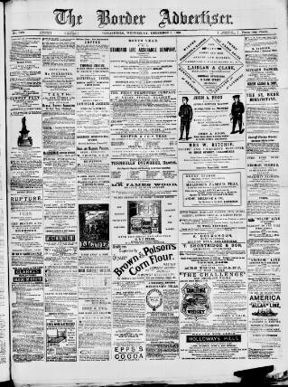 cover page of Border Advertiser published on December 3, 1890