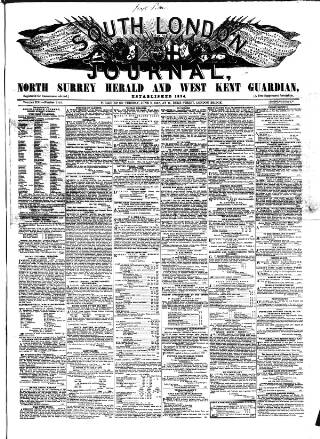 cover page of South London Journal published on June 2, 1857