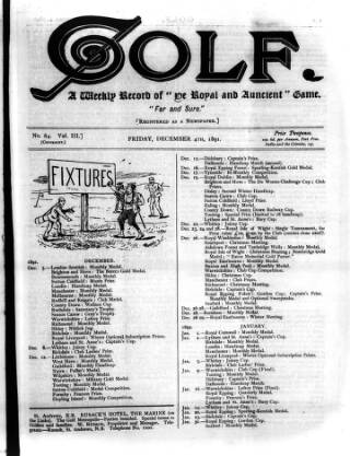 cover page of Golf published on December 4, 1891
