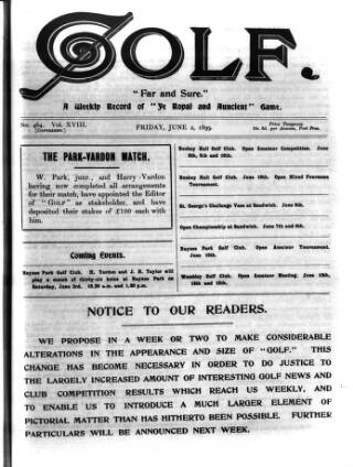 cover page of Golf published on June 2, 1899