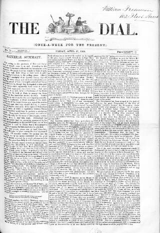 cover page of Dial published on April 27, 1860