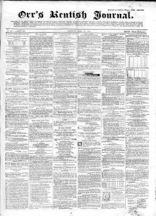 cover page of Orr's Kentish Journal published on April 26, 1862