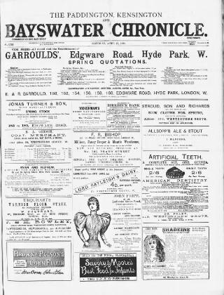 cover page of Bayswater Chronicle published on April 28, 1894