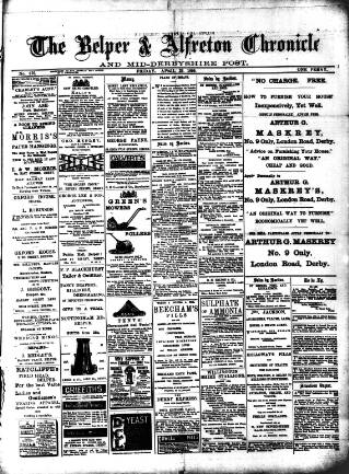 cover page of Belper & Alfreton Chronicle published on April 28, 1899