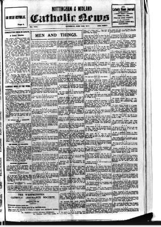 cover page of Nottingham and Midland Catholic News published on June 2, 1917