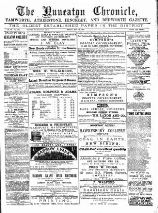 cover page of Nuneaton Chronicle published on May 25, 1883