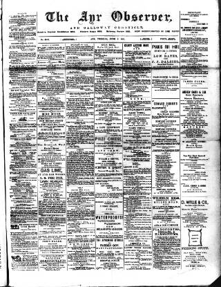 cover page of Ayr Observer published on June 2, 1891