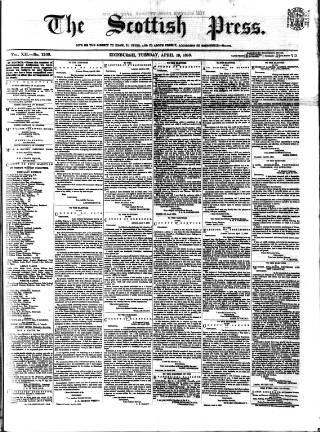 cover page of Scottish Press published on April 19, 1859
