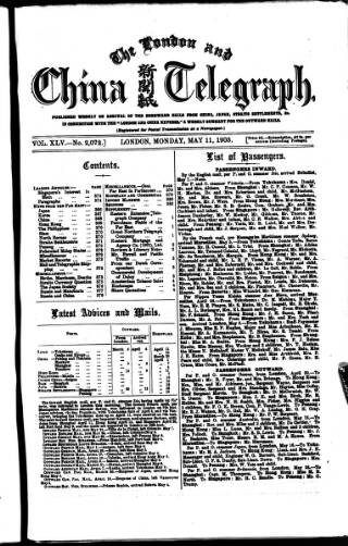 cover page of London and China Telegraph published on May 11, 1903