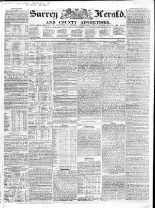 cover page of Surrey Herald and County Advertiser published on June 27, 1827