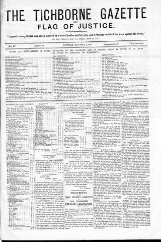 cover page of Tichborne Gazette published on December 4, 1875