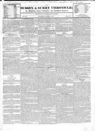 cover page of Sussex & Surrey Chronicle published on April 7, 1824