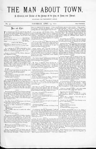 cover page of Man about Town published on April 23, 1870