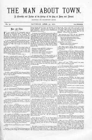 cover page of Man about Town published on April 30, 1870