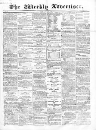 cover page of Weekly Advertiser published on June 18, 1865