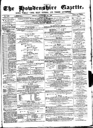 cover page of Howdenshire Gazette published on December 4, 1885