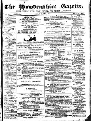 cover page of Howdenshire Gazette published on May 25, 1888