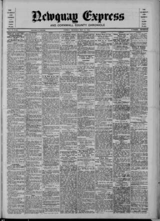 cover page of Newquay Express and Cornwall County Chronicle published on May 25, 1944