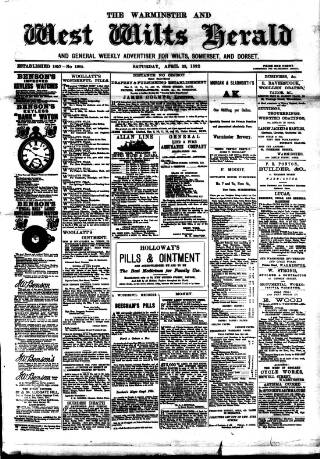 cover page of Warminster Herald published on April 23, 1892